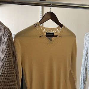 Butter Yellow Knit Sweater with Crochet Detail